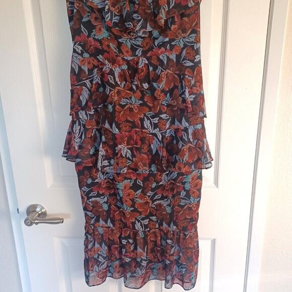 Majorelle Tina Chiffon Floral Tiered Midi Dress S - Picture 10 of 16